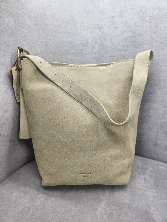 Margot bucket bag women\'s mint green suede Kaye tote shoulder pastel new $160